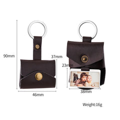 Personalisierter Foto Leder Schlüsselanhänger, Mini-Ledertasche,Kreatives Erinnerungs Geschenk Männer
