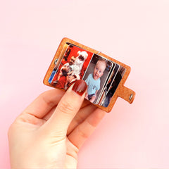 Personalisierter Foto Leder Schlüsselanhänger mit 12 Bilder, Minialbum,Kunstdruckpapier Fotoalbum,Kreatives Erinnerungs Geschenk