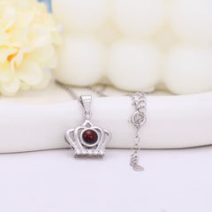 Personalisierte Foto Projektion Halskette mit Bild im Stein - Krone Anhänger Schmuck als edles Geschenk für Sie