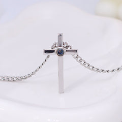Personalisierte Foto Projektion Kette - Kreuz aus Sterlingsilber