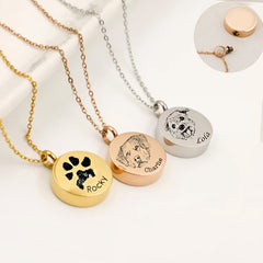 Personalisierte Asche Parfüm Kette Mit Bild - Schlichter Runder Anhänger Erinnerungsstück Geschenk für Männer & Frauen