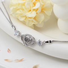 Foto Projektion Armband mit Bild im Stein - Verbundene Herzen