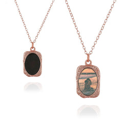 Personalisierte Oval Zauberspiegel Hitzeaktivierbare Magische Foto Halskette mit verstecktem Bild - sichtbar durch Wärme