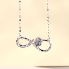 925 Silber Projektionskette – Unendlicher Anhänger mit Bild im Stein & Zirkonia