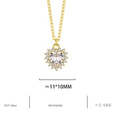 Hochwertige 925 Silber kette vergoldet mit 18K – Herz Anhänger mit Geburtsstein, Modisches und elegantes Schmuckgeschenk