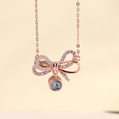 925 Silber 3D Schleifen Projektion Kette mit bild im Stein - Personalisiertes Geschenk für Sie