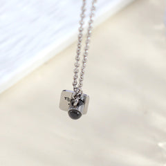 925 Silber Geburtsblume Gravur Projektionskette mit Bild im Stein, Personalisierte Fotogeschenke für Sie Ihn