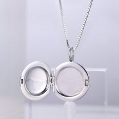 Personalisierte 925 Silber  Foto Medaillon Runder Kette – Mit Foto & Text,  Einfacher Erinnerungs Geschenk für Männer & Frauen