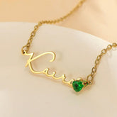 Personalisierte Namenskette mit Herz Geburtsstein – Perfektes Geschenk für Sie