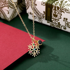 Projektions Kette mit Foto & Text im Stein – Weihnachtsmann, Schneemann, Schneeflocken, Personalisierte Geschenk Gedenk Schmuck