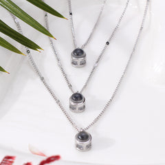 Personalisierte Kette mit Bild im Stein - Mehrschichtige Foto Projektion Halskette