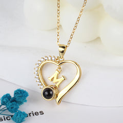 Personalisierte Kette mit Bild im Stein - Herz Anhänger mit Buchstaben