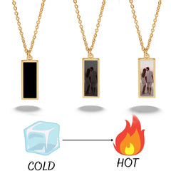 Personalisierte Hitzeaktivierbare Magische Foto Schwarzer Bar Halskette mit verstecktem Bild - Geschenk für Sie oder Ihn