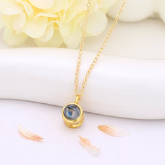 Personalisierte Kette mit Bild im Stein - Minimalistischer runder Anhänger