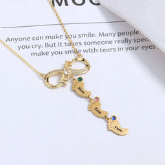 Personalisierte Namenskette mit Geburtsstein Unendlich Zeichen & Babyfuß Anhänger– Perfekte Geschenk für Mom Oma Sie