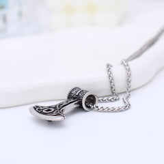 Foto Projektion Halskette mit Bild im Stein für Männer - Wikinger Runenaxt Anhänger