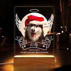 Personalisierter Beleuchteter Haustiere Bilderrahmen mit Foto und Gravur - LED Nachtlicht mit Engelsflügel,Gedenkgeschenke für Hunde&Katzen