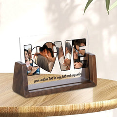 Personalisierter Bilderrahmen mit 4 Fotos & LED – LOVE Vorlage, Nachtlicht Fotogeschenk für Paare & Ehefrauen ihre Liebe auszudrücken