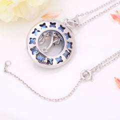 925 Silber Kette mit Bild im Stein - Unendlichkeits herz Kristall Anhänger, Personalisierte Erinnerungs Geschenke