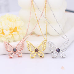 Personalisierte projektion kette mit foto im Stein - Schmetterling Anhänger,perfektes Erinnerungs Geschenke