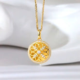 925 Silber Personalisierte Foto Medaillon Kette mit Bilder & Text– Runder Anhänger mit Hohle Blume Zirkonia, Erinnerungs Geschenk für Sie