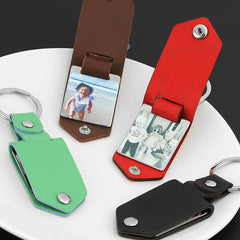 Personalisierter Leder-Schlüsselanhänger mit Foto & Text – Perfektes Geschenk für Papa oder Mama zu Vatertag oder Muttertag