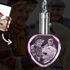 Personalisierte Kristall Schlüsselanhänger - Rosa Herz Anhänger mit Gravur 2D/3D Foto,Erinnerungs Dekorativer Geschenk für Sie