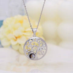 Personalisierte Foto Projektion Kette - Lebensbaum Amulett mit Foto Drin