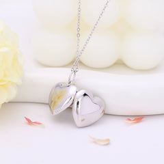 Personalisierte 925 Silber Medaillon Kette mit Foto - öffnbar Polierter Herz Anhänger,Erinnerungs Schmuck Geschenk für Freund Ehefrau Mutter