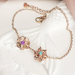 Personalisiertes Drehbares Geburtsblumen Armband mit Geburtssteinen – 1–9 Blumen wählbar, spielbarer Schmuck Geschenk für Sie