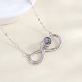 925 Silber Projektionskette – Unendlicher Anhänger mit Bild im Stein & Zirkonia