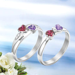 Personalisierter 925 Silber Geburtsstein Herz Schmetterling Ring – Namensgravur & Innengravur, perfekte Geschenk für sie, um Liebe auszudrücken