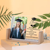 Personalisierter Abschlussbilderrahmen mit Foto & Gravur – Beleuchteter Dekoartikel mit Graduation Hat & Urkunde, Kreatives Abschlussgeschenk