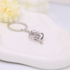 925er Silber Unendliches Herz Schlüsselanhänger mit Foto, Gravur & Geburtsstein – 'I Love You to the Moon & Back