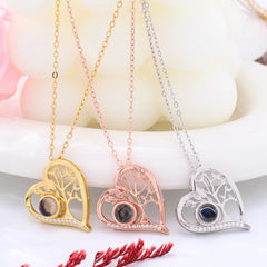 Personalisierte Kette mit Bild Projektion - Lebensbaum Herz Kette,Fotogeschenke