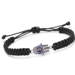 Personalisierte Hamsa Hand Schutzamulett Armband mit Bild - Fatimas Hand mit bösem Blick, Amulett Gedenkgeschenk mit Erinnerungen