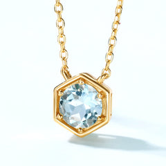 925 Silberkette vergoldet mit 18K – Hexagramm mit Runder Geburtsstein & Herz – Eleganter Schmuck für jeden Anlass