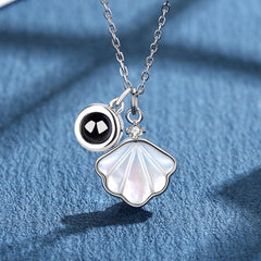 925 Silber Muschel Kette mit Bild drin - Personalisierte Foto Projektion Erinnerungsgeschenk für Sie