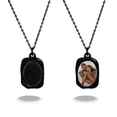 Personalisierte Oval Zauberspiegel Hitzeaktivierbare Magische Foto Halskette mit verstecktem Bild - sichtbar durch Wärme