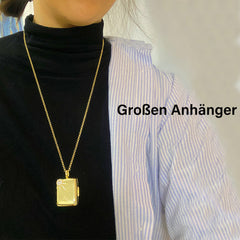 Personalisierte 925 Silber Foto Medaillon Kette – Buch Anhänger mit Sonne und Sternen, Platz für Bilder, Notizen und Haare, Kreatives Geschenk