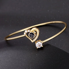 Personalisierbares offener Herz Projektionsarmband mit Fotos & Gravur, Erinnerungsgeschenk für Sie