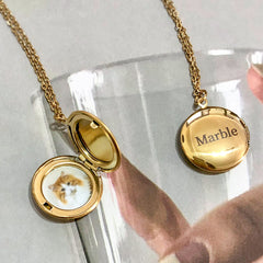 Personalisierte 925 Silber  Foto Medaillon Runder Kette – Mit Foto & Text,  Einfacher Erinnerungs Geschenk für Männer & Frauen