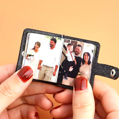 Personalisierter Foto Leder Schlüsselanhänger mit 12 Bilder, Minialbum,Kunstdruckpapier Fotoalbum,Kreatives Erinnerungs Geschenk