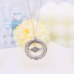 925 Silber Individuelle Kette mit Bild - Dekorative Kunststil Astronomische Kugel Anhänger mit Foto, Perfektes Geschenk für Männer und Frauen