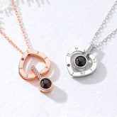 925 Silber Personalisierte Herz Projektionskette – Drehbares Design mit Foto im Stein, Symbol für Ewige Liebe