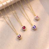 Hochwertige 925 Silber kette vergoldet mit 18K – Herz Anhänger mit Geburtsstein, Modisches und elegantes Schmuckgeschenk