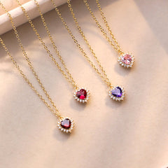 Hochwertige 925 Silber kette vergoldet mit 18K – Herz Anhänger mit Geburtsstein, Modisches und elegantes Schmuckgeschenk