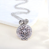 Hochwertige Platinierte Runde Medaillon Bild Kette – Hohles Vintage mit keltischen Sternen Blumen,Personalisierter Foto Geschenke für Männer Frauen