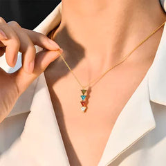 Personalisierte Kette mit Dreieck Geburtsstein Anhänger - 1–7 Geburtssteine, Langer Anhänger, Perfekte Geschenk für Sie