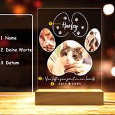 Personalisierter Beleuchteter Haustiere Bilderrahmen mit 3 Fotos & Gravur - Hundepfote Holzsockel,Gedenk Geschenke für Hunde & Katzen
